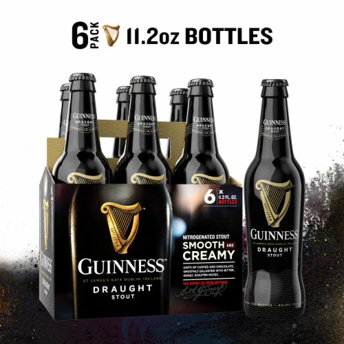 Guinness Draught Stout Smooth And Creamy 11.2oz 6 Pack Bottles