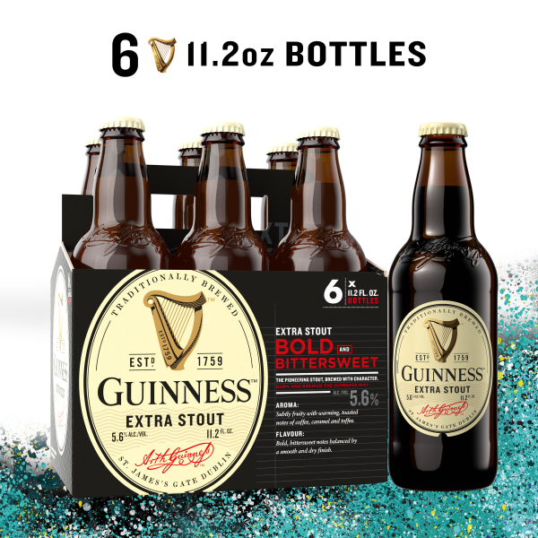 Guinness Extra Stout 11.2oz 6 Pack Bottles