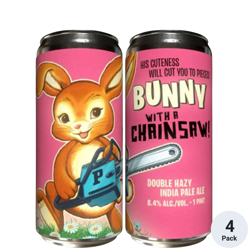 PaperBack Bunny With A Chainsow Double Dry Hopped Hazy IPA 16oz 4 Pack Can
