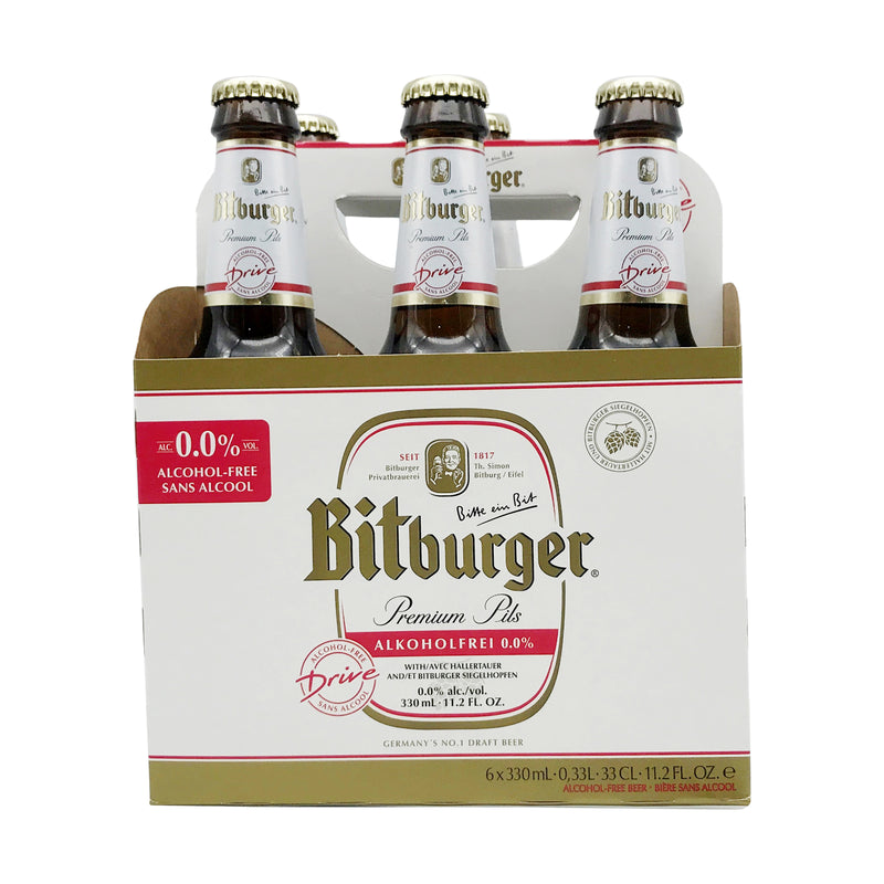 Bitburger Premium Pils Non Alcoholic 6 Pack Bottles