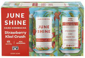 June Shine Strawberry Kiwi Crush Hard Kombucha 12oz 6 Pack Can