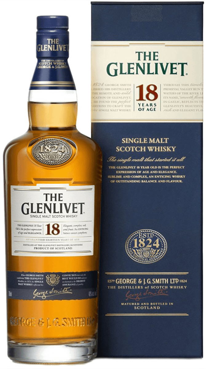 THE GLENLIVET 18 YEARS OF AGE SINGLE MALT SCOTCH WHISKEY 750ML THE GLENLIVET 18 YEARS OF AGE SINGLE MALT SCOTCH WHISKEY 750ML
