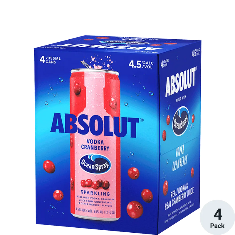 Absolut Cocktails Ocean Spray Vodka Cranberry 12oz 4 Pack Cans