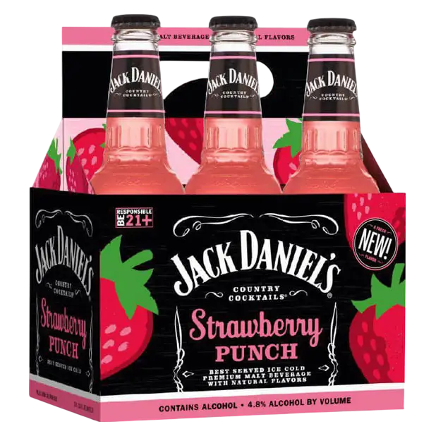 Jack Daniels Strawberry Punch 10oz 6 Pack Bottles