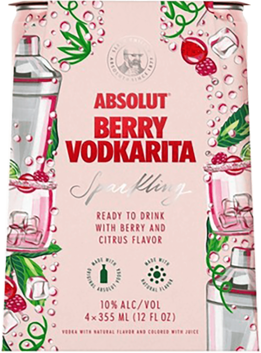 Absolut Cocktails Berry Vodkarita 12oz 4 Pack Cans – Happysliquor