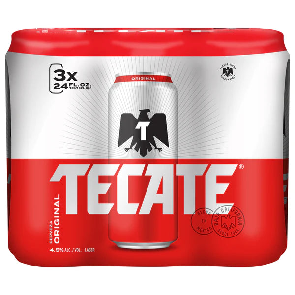 Tecate Original Cerveza 24oz 3 Pack Can